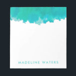Moderne Blauwgroen Blauwe Waterverf Chic Monogramm Notitieblok<br><div class="desc">Voeg een stijlvol,  aangepast accessoire toe aan uw bureau met dit stijlvolle moderne notitieblok. Het ontwerp kenmerkt een  blauwe groene blauwgroen achtergrond van de waterverf en een jouw naam of andere aangepaste tekst in een eenvoudige typografie turquoise doopvont. Dit elegante en trendy notitieblok maakt een elegant cadeau voor haar.</div>