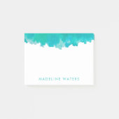 Moderne Blauwgroen Blauwe Waterverf Chic Monogramm Post-it® Notes (Voorkant)
