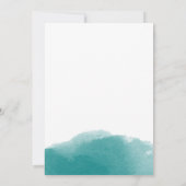 Moderne Blauwgroen blauwe Waterverf Scrip Engageme Kaart (Achterkant)