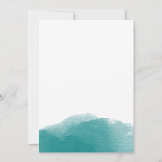 Moderne Blauwgroen blauwe Waterverf Scrip Engageme Kaart (Achterkant)