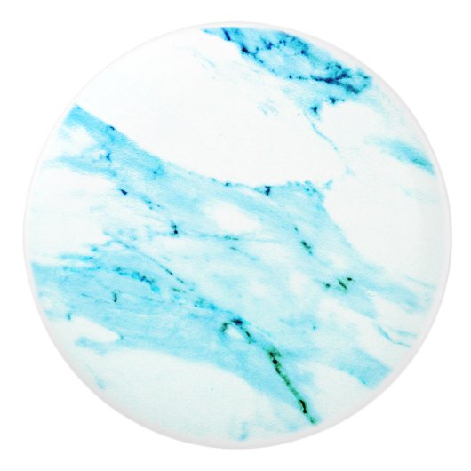 Moderne Blauwgroen blauwe witte marmer patroon Keramische Knop (Voorkant)