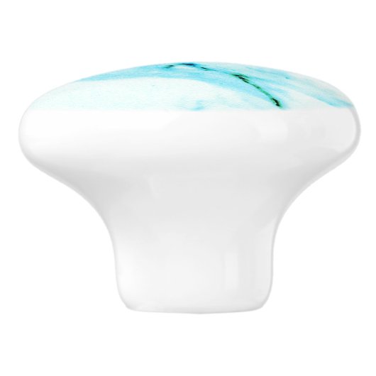 Moderne Blauwgroen blauwe witte marmer patroon Keramische Knop (Zijkant)