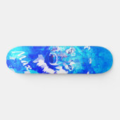 Moderne blauwgroen blauwe witte waterverf wolf persoonlijk skateboard (Horizontaal)