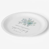 Moderne Blauwgroen blauwe Zee Mist Florals Engagem Papieren Bordje (Gekanteld)