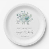 Moderne Blauwgroen blauwe Zee Mist Florals Engagem Papieren Bordje (Voorkant)