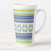 Moderne Blauwgroen bloemencentrale Latte Mok (Rechts)