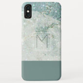 Moderne Blauwgroen Blue Marble Minimal Monogram Case-Mate iPhone Case (Achterkant)