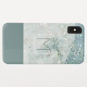 Moderne Blauwgroen Blue Marble Minimal Monogram Case-Mate iPhone Case (Achterkant (horizontaal))