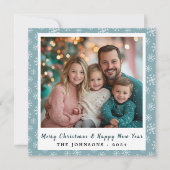 Moderne Blauwgroen Blue Snowflakes Square Vakantie Feestdagenkaart (Voorkant)