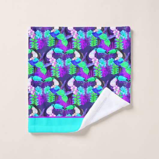 Moderne Blauwgroen Blue Toucan Monogram Initiaal N Bad Handdoek (Wasdoekje)