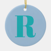 Moderne Blauwgroen brief | Monogram Initiaal Trend Keramisch Ornament (Voorkant)