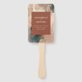 Moderne blauwgroen bruiloft met bohemen, schilderi handwaaier (Voorkant)