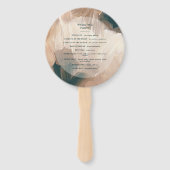 Moderne blauwgroen bruiloft met bohemen, schilderi handwaaier (Achterkant)