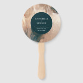 Moderne blauwgroen bruiloft met bohemen, schilderi handwaaier (Voorkant)