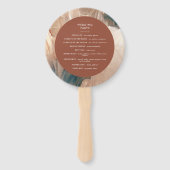 Moderne blauwgroen bruiloft met bohemen, schilderi handwaaier (Achterkant)