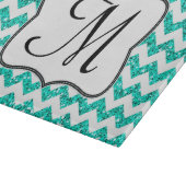 Moderne Blauwgroen Chevron Monogram Glassnijplank Snijplank (Hoek)