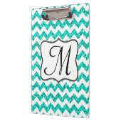Moderne Blauwgroen Chevron Monogram Initiaal Clip Klembord (Links)