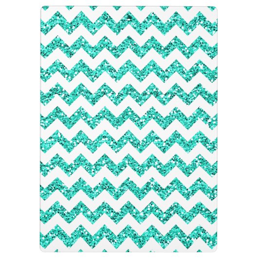 Moderne Blauwgroen Chevron Monogram Initiaal Clip  Klembord (Achterkant)