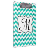 Moderne Blauwgroen Chevron Monogram Initiaal Clip Klembord (Rechts)
