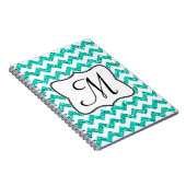 Moderne Blauwgroen Chevron Monogram Initiaal Notit Notitieboek (Rechterzijde)