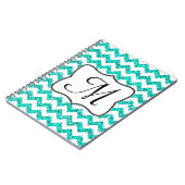 Moderne Blauwgroen Chevron Monogram Initiaal Notit Notitieboek (Linkerzijde)