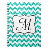 Moderne Blauwgroen Chevron Monogram Initiaal Notit Notitieboek (Voorkant)