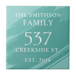 Moderne Blauwgroen datum Gevestigde adreshuisplaqu Tegeltje