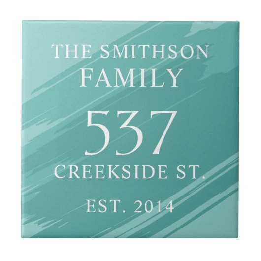 Moderne Blauwgroen datum Gevestigde adreshuisplaqu Tegeltje (Voorkant)