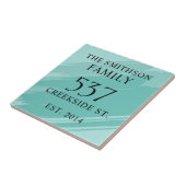 Moderne Blauwgroen datum Gevestigde adreshuisplaqu Tegeltje (Zijkant)