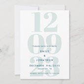 Moderne Blauwgroen datumtypografie Save The Date (Voorkant)