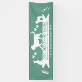 Moderne Blauwgroen Dog Silhouette Dog Grooming Sal Spandoek (Verticaal)