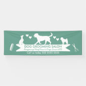 Moderne Blauwgroen Dog Silhouette Dog Grooming Sal Spandoek (Horizontaal)