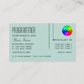 Moderne Blauwgroen, donkere, lichte kool met Logo Visitekaartje (Achterkant)