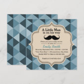 Moderne Blauwgroen driehoeken Mustache Baby shower Kaart (Voorkant / Achterkant)