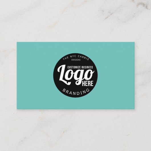 Moderne Blauwgroen Eenvoudige Logo Visitekaartje (Voorkant)