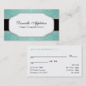 Moderne Blauwgroen Elegant Damask Appointkaarten Afsprakenkaartje (Voorkant / Achterkant)