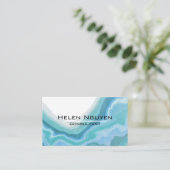 Moderne Blauwgroen en Blauwe Oceaan Marmeren Agaat Visitekaartje (Staand voorkant)