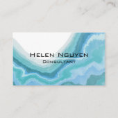 Moderne Blauwgroen en Blauwe Oceaan Marmeren Agaat Visitekaartje (Voorkant)