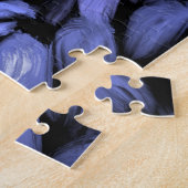 Moderne blauwgroen en blauwe roofbladen legpuzzel (Zijkant)