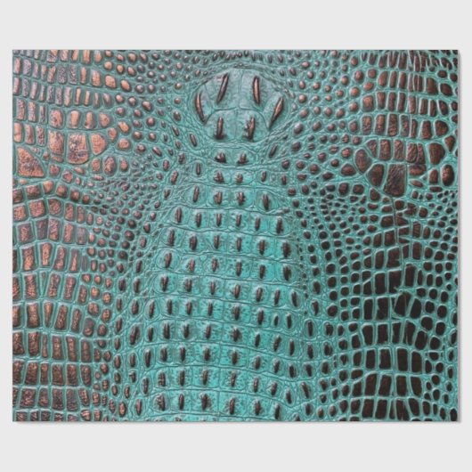 Moderne Blauwgroen en bruine alligator krokodille Cadeaupapier (Vlak)