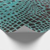 Moderne Blauwgroen en bruine alligator krokodille Cadeaupapier (Hoek)