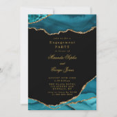 Moderne Blauwgroen en Gold Agate Stone Engagement  Kaart (Voorkant)