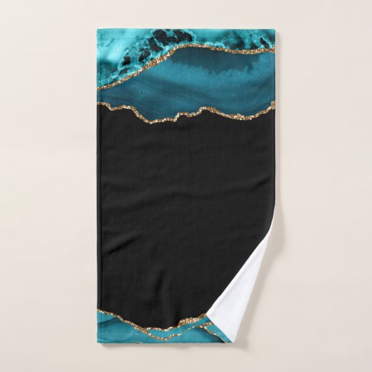 Moderne Blauwgroen en goudAgate Stone Bad Handdoek (Handdoek)