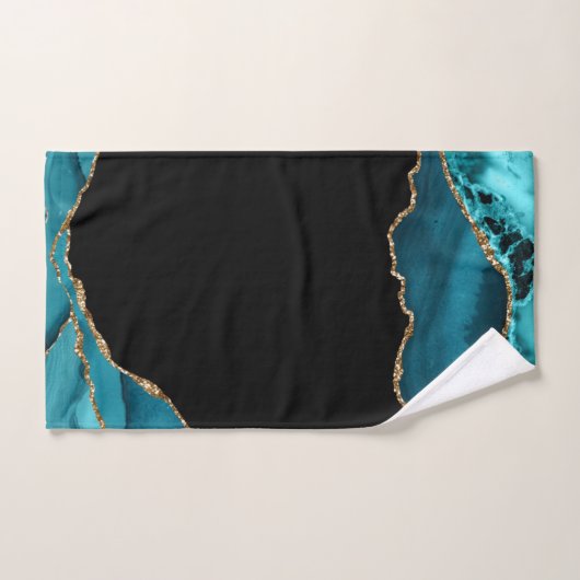 Moderne Blauwgroen en goudAgate Stone Bad Handdoek (Handdoek)