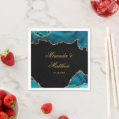 Moderne Blauwgroen en gouden bont-weddenschap Pl Servet (Insitu)