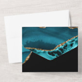 Moderne Blauwgroen en gouden bonte weddenschappen All In One Uitnodiging (Achterkant)