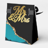 Moderne Blauwgroen en gouden bonte weddenschappen Bedankdoosjes (Achterkant)