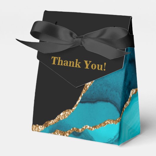 Moderne Blauwgroen en gouden bonte weddenschappen Bedankdoosjes (Voorkant Zijde)
