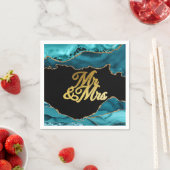 Moderne Blauwgroen en gouden bonte weddenschappen Servet (Insitu)