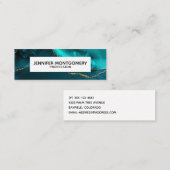 Moderne Blauwgroen en gouden toon Abstract ontwerp Mini Visitekaartje (Voorkant / Achterkant)